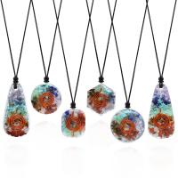 Gemstone Chip Necklaces, with Nylon Cord & Resin, epoxy gel, fashion jewelry mixed colors 