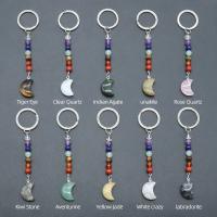 Gemstone Key Clasp, with Iron, Moon, silver color plated & Unisex 105mm 