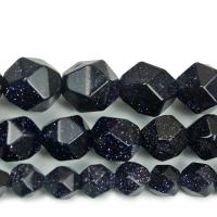 Blaue Goldstein Perlen, Blauer Sandstein, rund, Star Cut Faceted & DIY & verschiedene Größen vorhanden, blau, Länge:ca. 14.96 ZollInch, verkauft von Strang