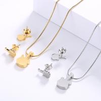 Titanium Steel Jewelry Set, Stud Earring & necklace, Guitar, 2 pieces & fashion jewelry & for woman 18*10mm,12*7mm Approx 15.75 Inch 