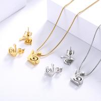 Titanium Steel Jewelry Set, Stud Earring & necklace, Snail, 2 pieces & fashion jewelry & for woman 14*11mm,12*9mm Approx 15.75 Inch 
