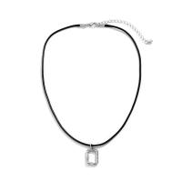Zinklegierung Halskette, mit Wachsschnur, mit Verlängerungskettchen von 2.7inch, Geometrisches Muster, Platinfarbe platiniert, für den Menschen & hohl, 13mm, Länge:ca. 15.7 ZollInch, verkauft von PC