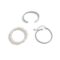 Kunststoff Perlen Armband-Set, mit Eisen, plattiert, Französische Seilkette & drei Stücke & für den Menschen, keine, 70mm, Länge:ca. 7.8 ZollInch, ca. 7 ZollInch, verkauft von setzen