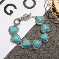 Zinc Alloy Turquoise Bracelets, with turquoise, antique silver color plated, fashion jewelry & for woman Approx 7.87 Inch 