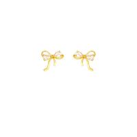Cubic Zircon Brass Earring, Bowknot, high quality plated, fashion jewelry & for woman & with cubic zirconia, gold 