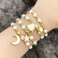 Plastic Pearl Bracelets, Brass, with Plastic Pearl, 18K gold plated, fashion jewelry & for woman cm 