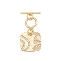 Brass Toggle Clasp, with Cubic Zirconia, gold color plated, Unisex Approx 