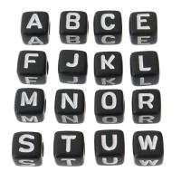 アルファベット アクリル ビーズ, スクエアー, DIY & さまざまなパターンの選択 & エナメル, 無色 穴:約 4mm, 売り手 バッグ