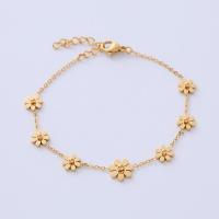 Stainless Steel Anklets Jewelry, 316L Stainless Steel, with 1.97inch extender chain, Flower, fashion jewelry & for woman, golden Approx 7.48 Inch 
