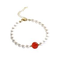 Plastic Pearl Bracelets, with Resin, with 5 extender chain, plated, fashion jewelry & for woman, golden .5 cm 