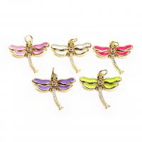 Cubic Zirconia Micro Pave Brass Pendant, Dragonfly, gold color plated, Unisex & micro pave cubic zirconia & enamel Approx 