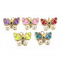 Cubic Zirconia Micro Pave Brass Pendant, Butterfly, gold color plated, Unisex & micro pave cubic zirconia & enamel Approx 