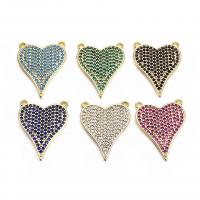 Cubic Zirconia Micro Pave Brass Pendant, Heart, gold color plated, Unisex & micro pave cubic zirconia Approx 