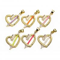 Cubic Zirconia Micro Pave Brass Pendant, Heart, gold color plated, Unisex & micro pave cubic zirconia & enamel Approx 