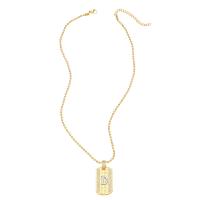 Cubic Zircon Micro Pave Brass Necklace, with 304 Stainless Steel Chain, with 2 extender chain, Alphabet Letter, 18K gold plated, Unisex & micro pave cubic zirconia, golden .7 Inch 