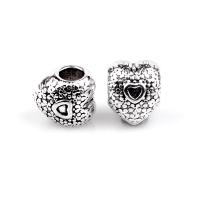 Zinc Alloy Large Hole Beads, Heart, silver color plated, DIY Approx 