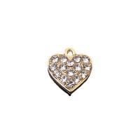 Zinc Alloy Rhinestone Pendants, Heart, gold color plated, DIY & with rhinestone, golden 