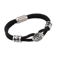 Milan Cord Bracelet, with 316 Stainless Steel, polished, fashion jewelry black, 8mm 