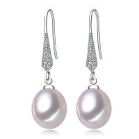 Sterling Silver Pearl Drop Earring, 925 Sterling Silver, with Freshwater Pearl, plated & for woman, original color 