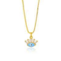 Evil Eye Jewelry Necklace, Brass, gold color plated, micro pave cubic zirconia & for woman & enamel Approx 19.68 Inch 