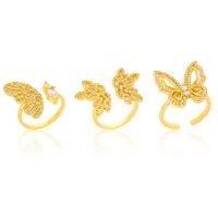 Cubic Zirconia Micro Pave Brass Finger Ring, Butterfly, gold color plated, Adjustable & micro pave cubic zirconia & for woman, gold 