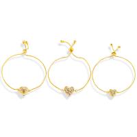 Cubic Zirconia Micro Pave Brass Bracelet, Heart, gold color plated & micro pave cubic zirconia & for woman cm 
