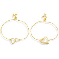 Cubic Zirconia Micro Pave Brass Bracelet, Heart, gold color plated & micro pave cubic zirconia & for woman, gold cm 