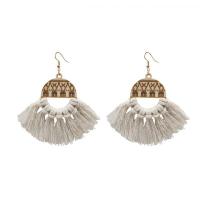 Fashion Tassel Earring, Wood, with Cotton Thread, for woman & hollow 