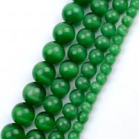 Katzenauge Perlen, rund, DIY & verschiedene Größen vorhanden, grün, Länge:ca. 37-39 cm, verkauft von Strang