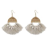 Fashion Tassel Earring, Wood, with Cotton Thread, for woman & hollow 