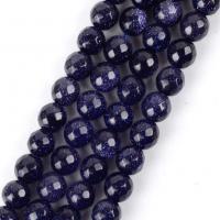 Blauer Sandstein Perle, rund, DIY & verschiedene Größen vorhanden & facettierte, blau, Länge:ca. 37-39 cm, verkauft von Strang