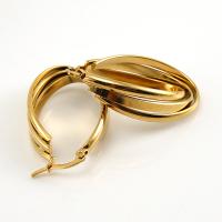Edelstahl Hoop Ohrringe, 304 Edelstahl, 18K vergoldet, Modeschmuck & für Frau, goldfarben, 22x35mm, verkauft von Paar