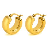 Edelstahl Hoop Ohrringe, 304 Edelstahl, Vakuum-Ionen-Beschichtung, Modeschmuck & für Frau, goldfarben, 20.5x9mm, verkauft von Paar