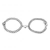 Couple Bracelet, Zinc Alloy, with Magnet, silver color plated, 2 pieces & fashion jewelry, silver color, 8mm cm, 20 cm 