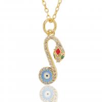 Evil Eye Jewelry Necklace, Brass, Snake, gold color plated, fashion jewelry & micro pave cubic zirconia & for woman & enamel cm 
