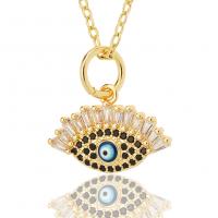 Evil Eye Jewelry Necklace, Brass, gold color plated, fashion jewelry & micro pave cubic zirconia & for woman & enamel cm 