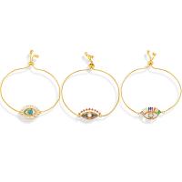 Cubic Zirconia Micro Pave Brass Bracelet, Eye, gold color plated & micro pave cubic zirconia & for woman, gold cm 