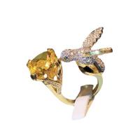 Cubic Zirconia Micro Pave Brass Finger Ring, Hummingbird, plated, adjustable & micro pave cubic zirconia & for woman US Ring 