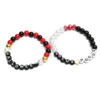 Resin Bracelets, with Glass Beads & Acrylic, plated, Halloween Design & 2 pieces & Unisex & with letter pattern 65mm 