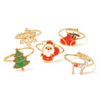Christmas Finger Ring, 304 Stainless Steel, Vacuum Ion Plating, Adjustable & fashion jewelry & for woman & enamel Inner Approx 21mm 