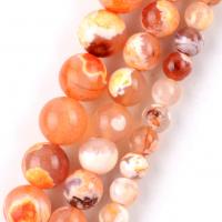 Natürliche Feuerachat Perlen, rund, DIY & verschiedene Größen vorhanden, orange, Länge:ca. 37-39 cm, verkauft von Strang