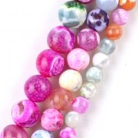 Perles agate de feu craquelées naturelles, agate feu, Rond, DIY & normes différentes pour le choix, couleurs mélangées Environ 37-39 cm, Vendu par brin