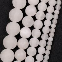 Perles de calcédoine blanche, blanc calcédoine, Rond, DIY & normes différentes pour le choix & givré, couleurs mélangées Environ 37-39 cm, Vendu par brin