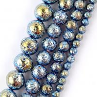Многоцветная лава, Круглая, Другое покрытие, DIY & разный размер для выбора, голубой, длина:Приблизительно 37-39 см, продается Strand