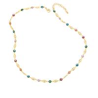Evil Eye Jewelry Necklace, Brass, with Plastic Pearl, with 2 extender chain, 18K gold plated & for woman & enamel, mixed colors .7 Inch 