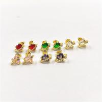 Cubic Zircon Brass Earring, real gold plated, micro pave cubic zirconia & for woman 
