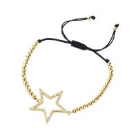 Cubic Zirconia Micro Pave Brass Bracelet, Star, handmade, Adjustable & micro pave cubic zirconia & for woman, gold cm 
