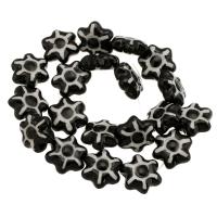 Blume Porzellan Perlen, DIY, schwarz, 16x17x7mm, 100PCs/Tasche, verkauft von Tasche