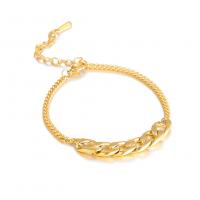 Stainless Steel Charm Bracelet, 304 Stainless Steel, with 5 extender chain, plated, fashion jewelry & Unisex, golden cm 