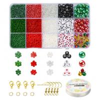 DIY Jewelry Finding Kit, Glass Beads, with Plastic Box & Aluminum & Brass, plated, mixed colors 